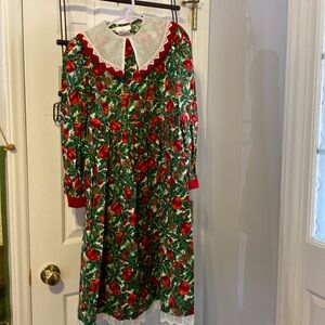 Vintage Bonnie Jean Christmas Holiday dress, size 12, new, cotton, velvet